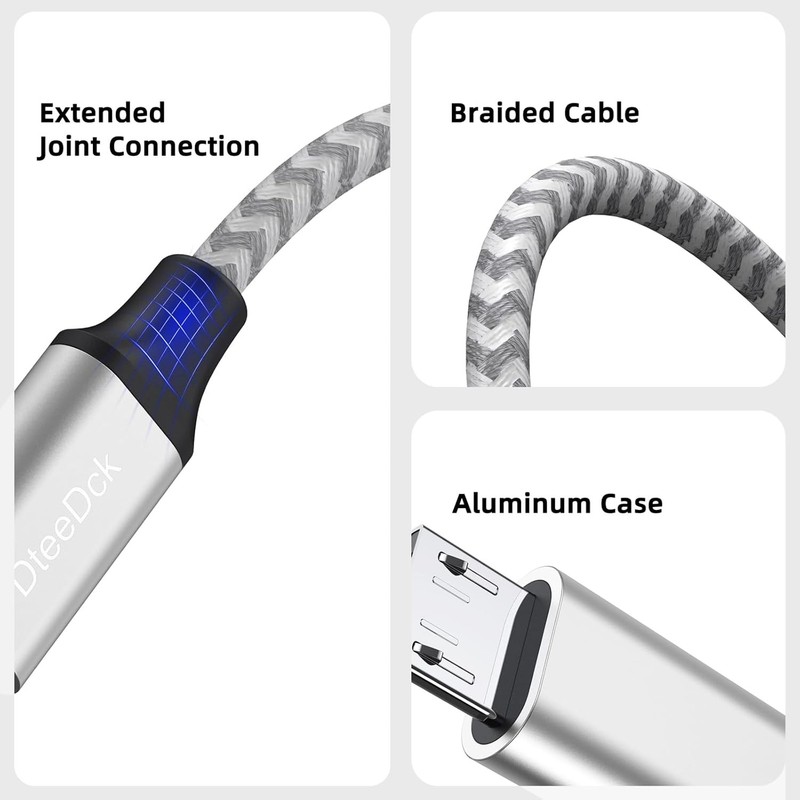 USB C to Micro USB Cable 1ft 10 Pack, MicroUSB to USB Type C Cable Braided Male gallery