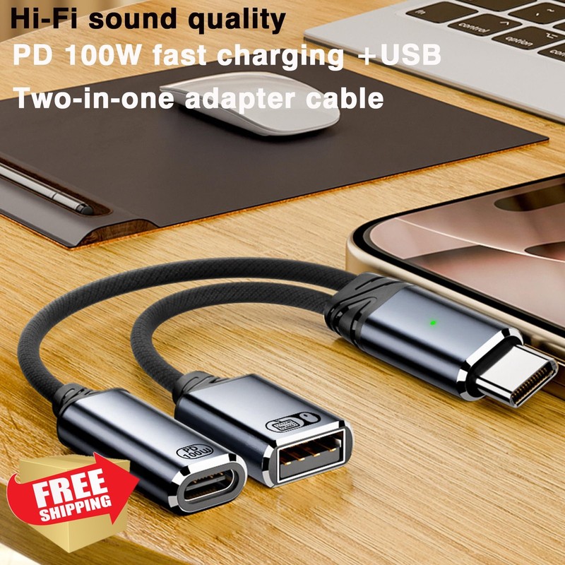 URANT 2-in-1 USB C OTG splitter gray gallery