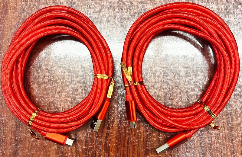 2-Pack 10ft Micro USB to USB Charging Cables Red Nylon Braided Durable