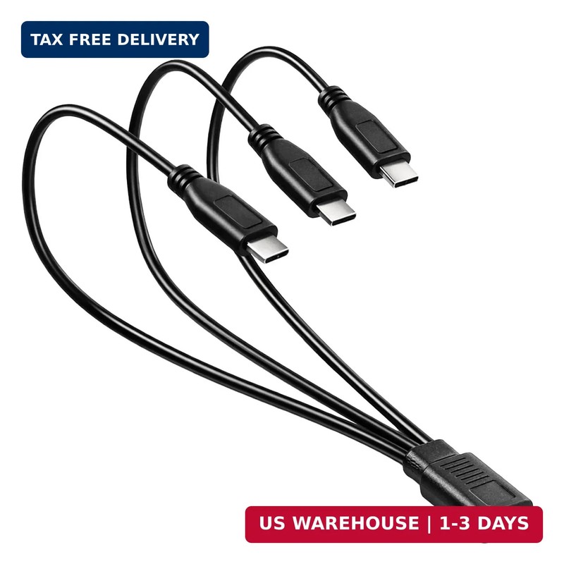3-in-1 USB C Splitter Charge Cable, USB Type C Female to 3 USB-C Male Charging C