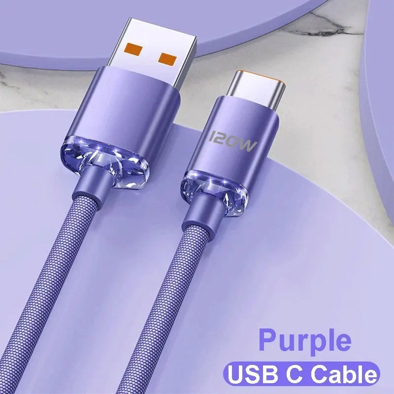 120W USB A to USB C Cable Fast Charging iPhone 15 16 Samsung Xiaomi gallery