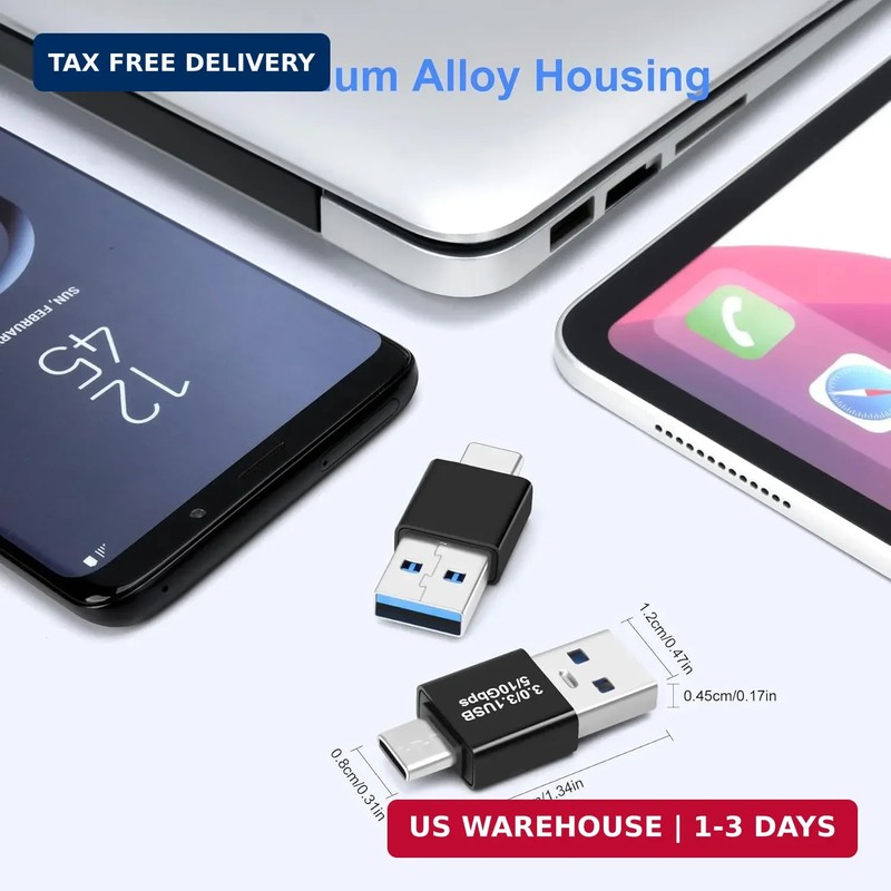 USB A to USB-C Male to Male Adapter 2-Pack OTG USB3.1 Gen2 10Gbps Converter Set gallery