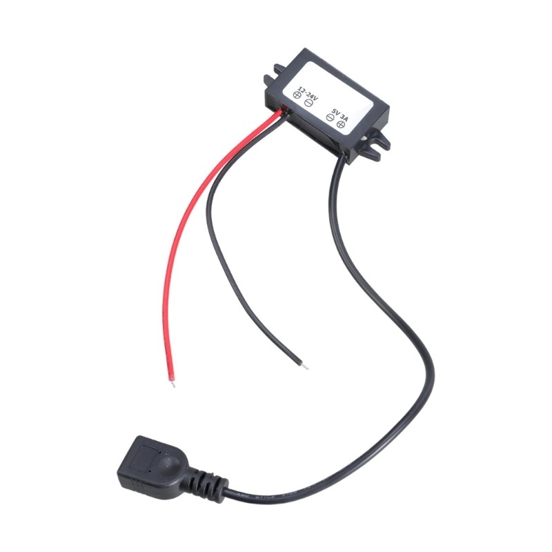 12V 24V To 5V 3A USB Charger Adapter For Mobile Devices Cameras Dashcords