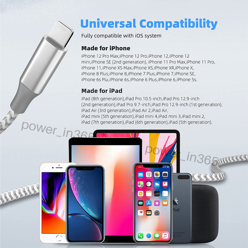 3Pack 10FT Fast USB Cable Charger Cord Charging For iPhone 7 8 11 12 13 14 ipad gallery
