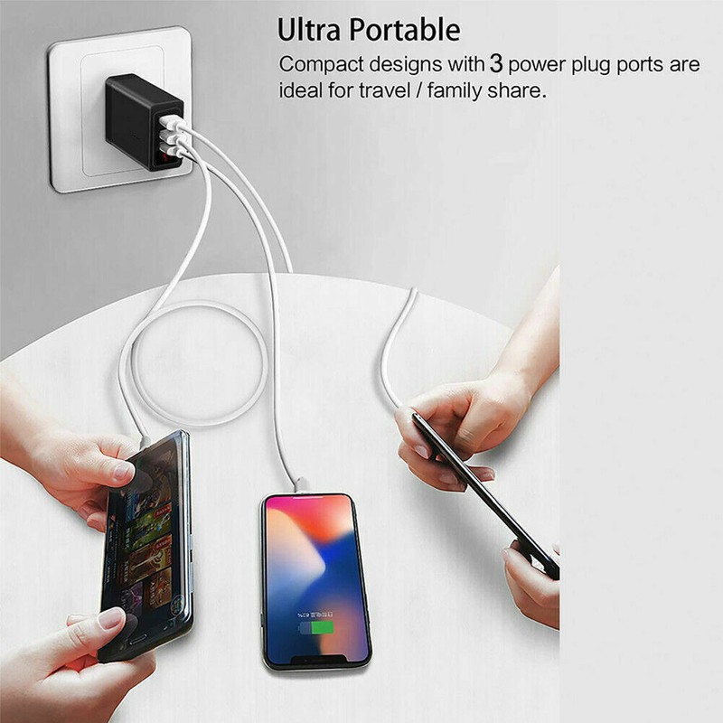 3 Port Fast Quick Charging 3-USB Wall Charger US LED QC 3.0 Hub Power Adapter gallery