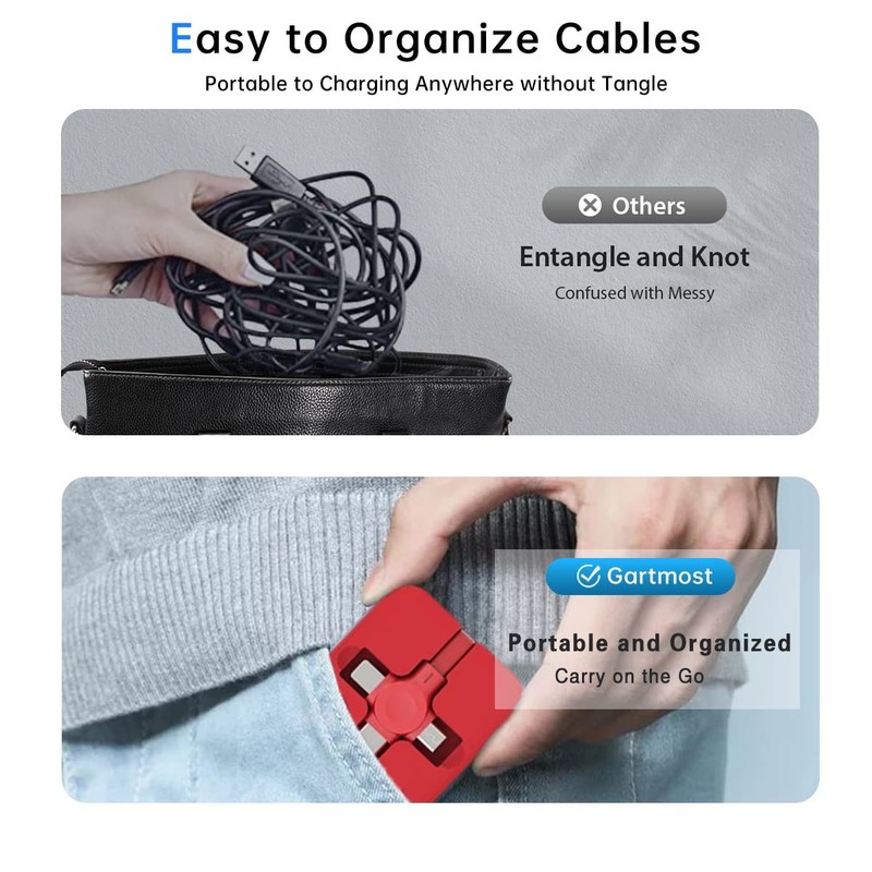 4 Pcs 3 in 1 Retractable Multi Fast Chargers Cable Bulk (3.28FT) with USB C/M... gallery