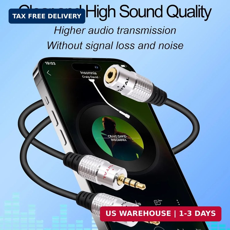 3.5mm Headphone Splitter Audio Y Cable Adapter 3.5mm TRRS Stereo 1 Female to 2 M gallery