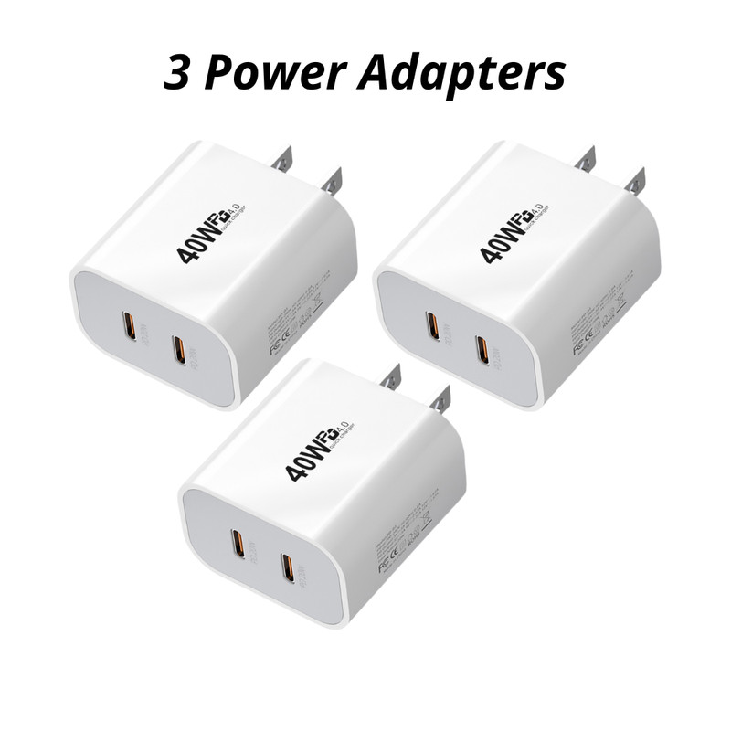 For iPhone iPad 16 15 Pro Android USB C 40W PD Fast Charger Adapter Type C Cable
