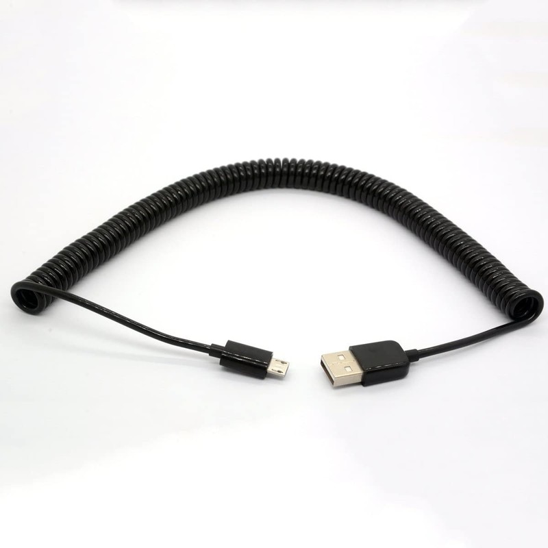 Coiled USB To Micro USB Cable Spring Spiral 2.0 Male To Micro B 3M 9.8 FT gallery