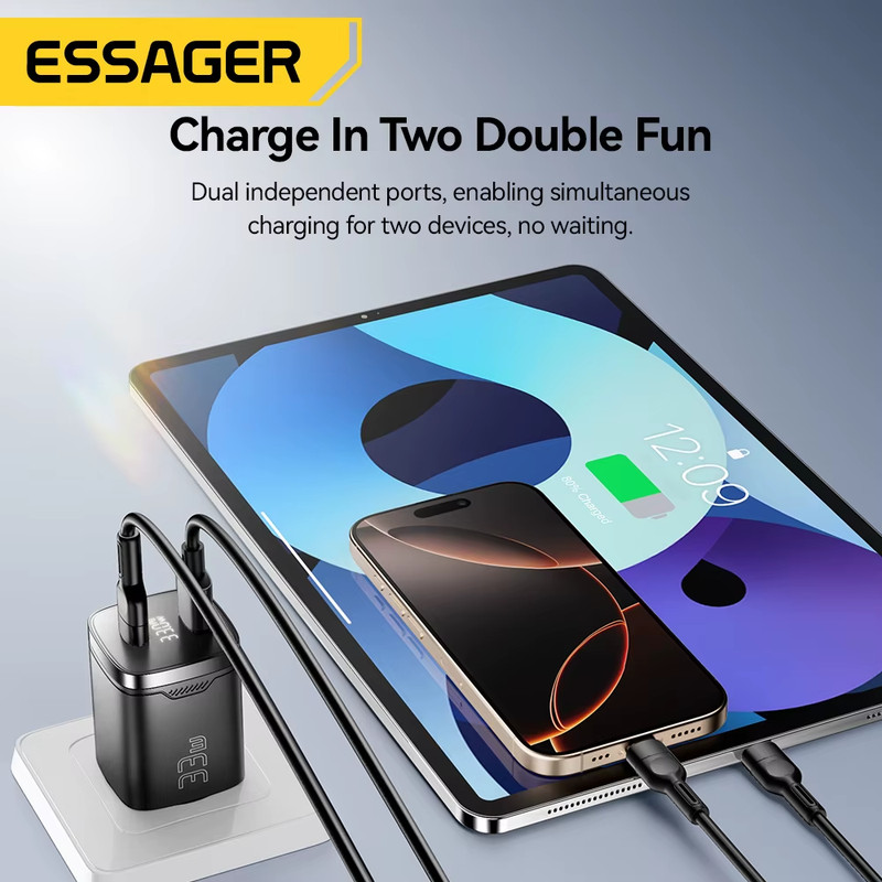 33W GaN USB Type C Charger Digital Display PD Fast Charging For iPhone 16 15 14 gallery