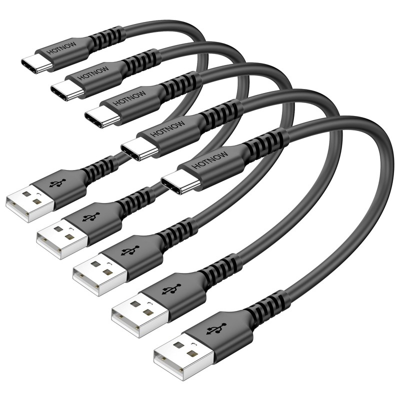 HOTNOW 6 inch Durable USB A to C Cable，5 Pack 0.5ft C 0.5FT, Black