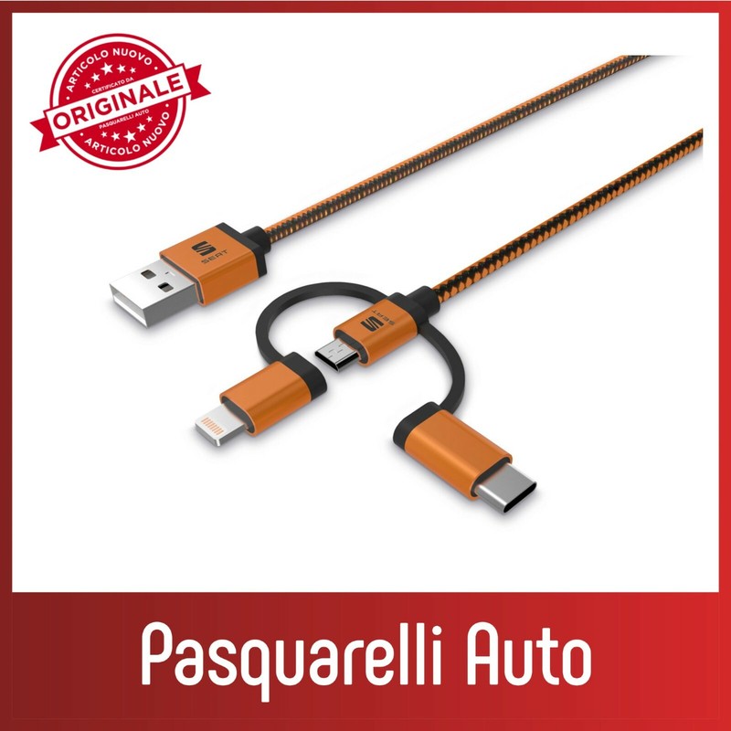 3 in 1 MFI CHARGING AND DATA CABLE ORIGINAL SEAT ACCESSORY NEW 51444AM gallery