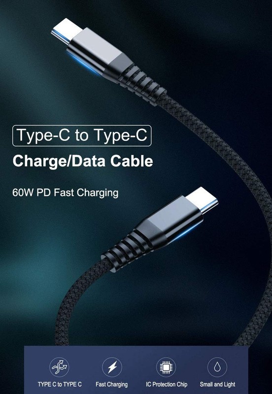 Durable 1 Foot USB C to USB C Cable - 60W Fast Charge with Lifetime gallery