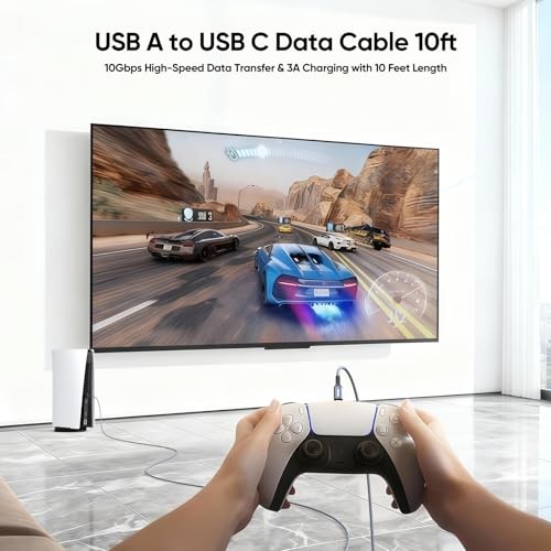 USB A to USB C Data Cable 10ft Long, USB 3.2 Gen 2 Type‑A 10Gbps 10 Feet 1 Pack gallery
