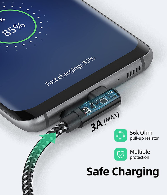 Short USB a to USB C Cable Right Angle 1Ft, [3Pack 1Ft] Portable 90 Degree gallery