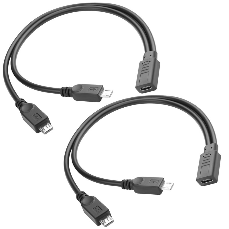 USB to 2 Micro USB 1 in 2 Splitter Charging Short Cable 5V3A USB Female to Du…