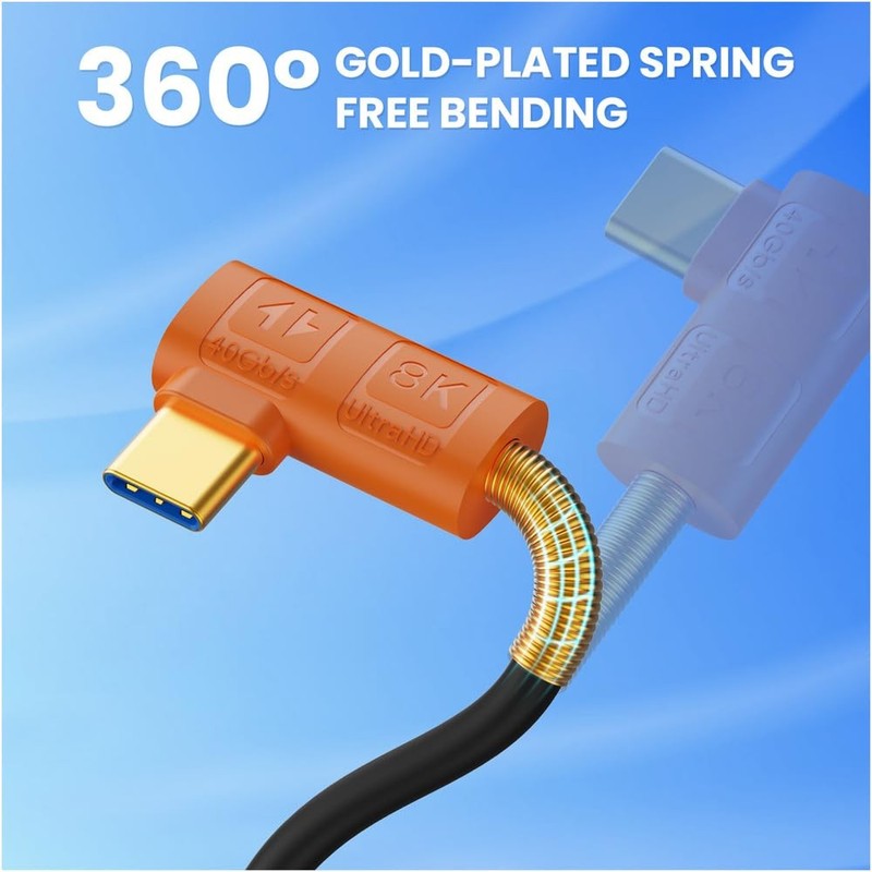 10 Inch USB 4.0 TypeC Silicone Cable 40Gbps 240W 8K/60Hz Up Down Thunderbolt gallery