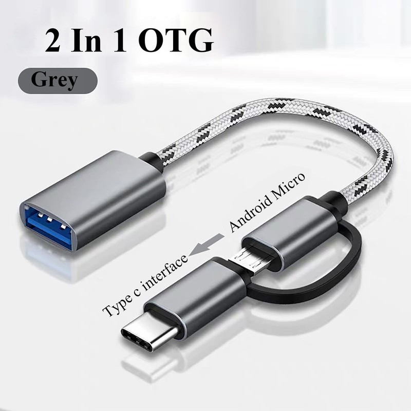 2 PCS 2In1 OTG Cable USB To Type C Micro USB Adapter 5Gbps High Speed gallery