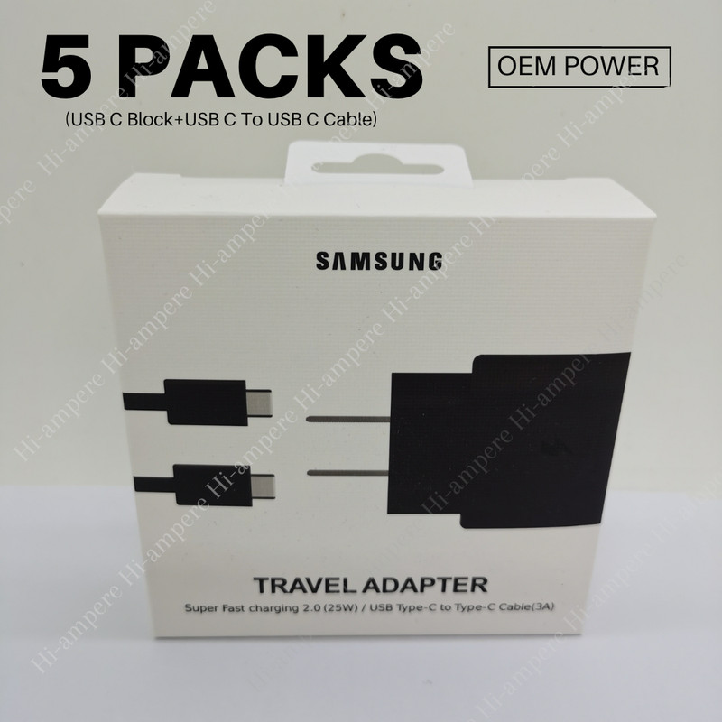 5X 25W Type USB-C Super Fast Wall Charger+Cable For Samsung Galaxy iPhone 15 16