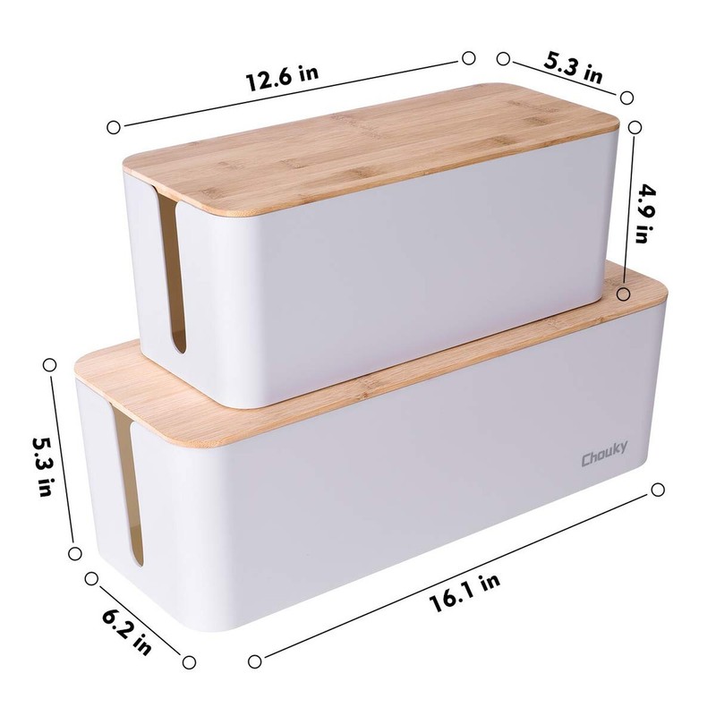 2 Pack Large Cable Management Box – Wooden Style Cord Organizer and Cover gallery