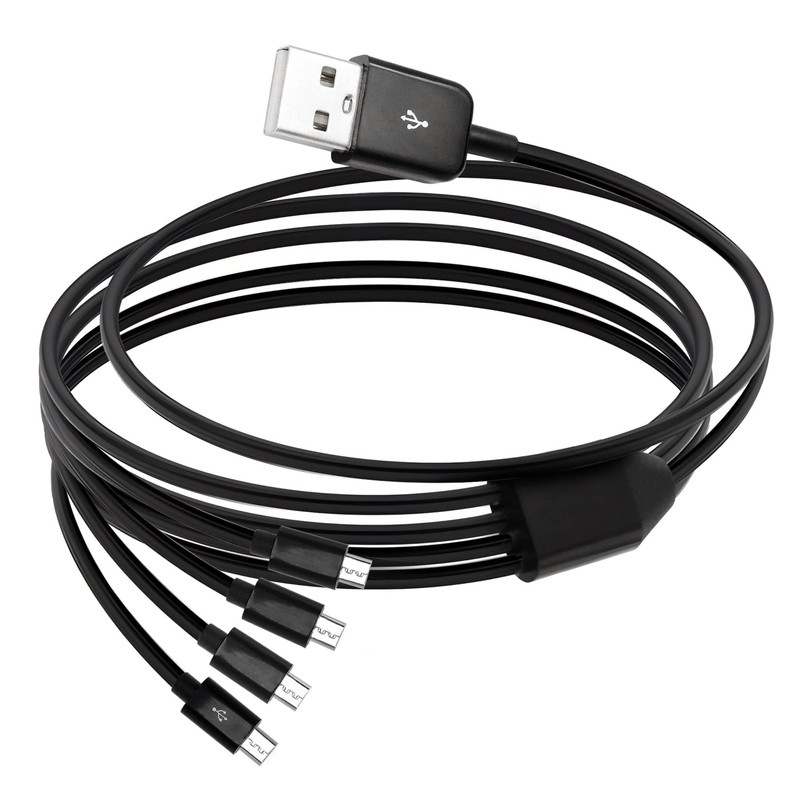 4 In 1 Micro USB B Data Cable Smartphone In-Vehicle Devices Black 1.5M/4.92 Ft