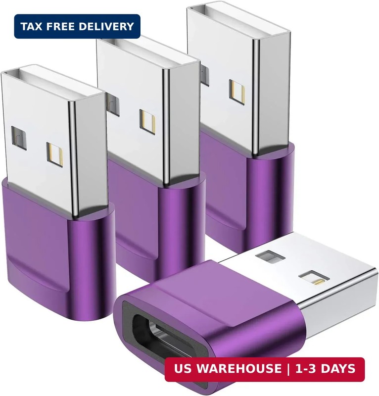 USB C Female to USB Male Adapter (4-Pack),Type C to USB A Charger Cable Adapter