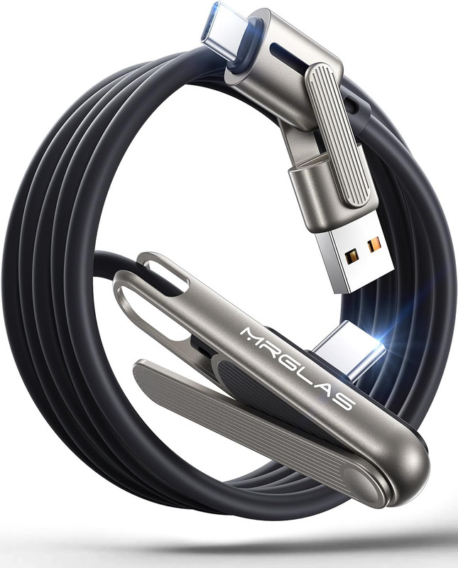 【2026 Upgraded】3-in-1 240W Invisible Stand Fast Charging Cable, Chubby USB A/C t