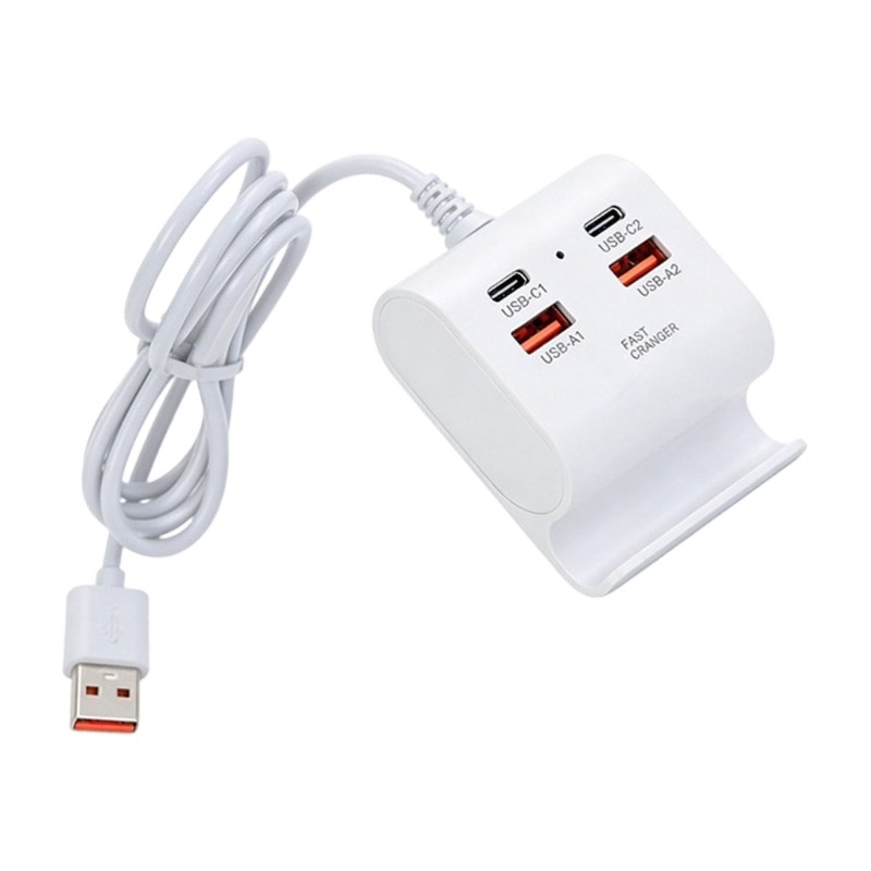 Charging Adapter With 2 USB 2 Type C Port For Home And Travel Multiple Devices
