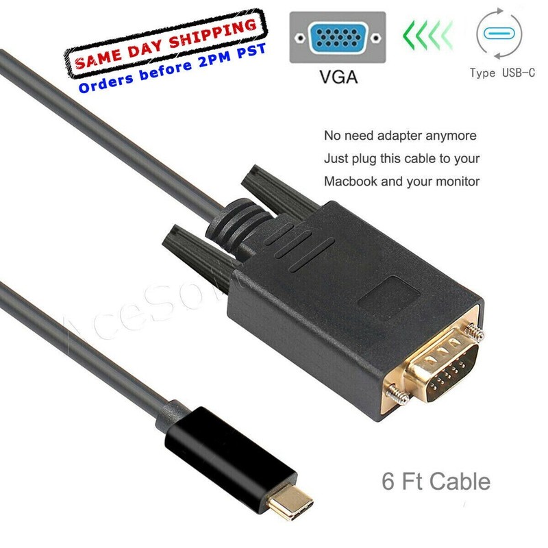 Type-C USB C TO VGA Male Cable Adapter Cable for Samsung Galaxy Note 20 Ultra 5G