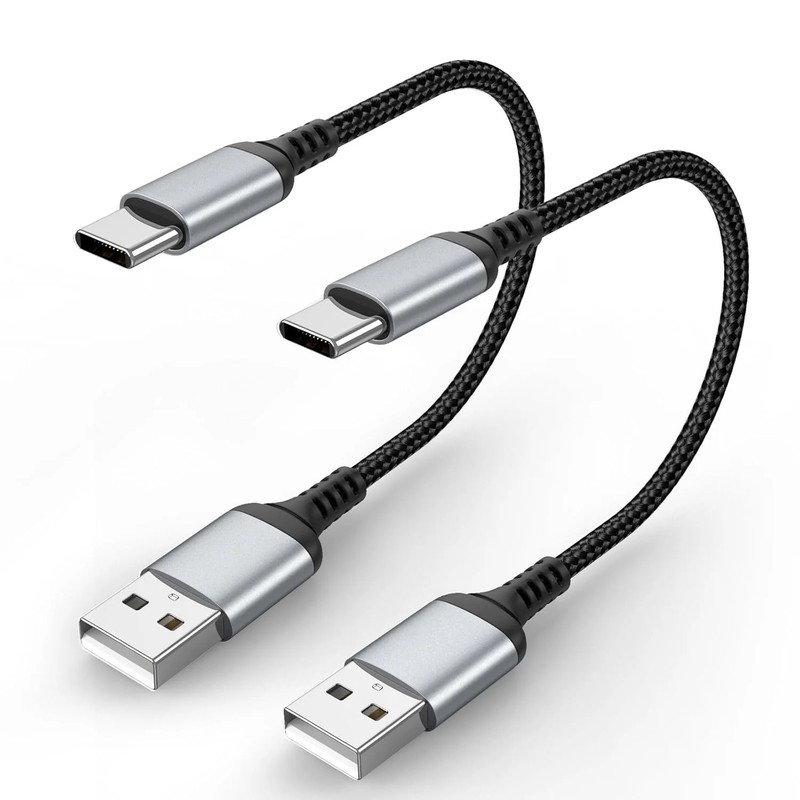 6 Inch Short USB to USB C Cable 2 Pack, 3.1A Short Type C Fast Charging Cable, B