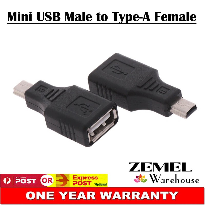 2x Mini USB 5-Pin Male to USB Type-A Female Data Sync Charger Adapter Converter