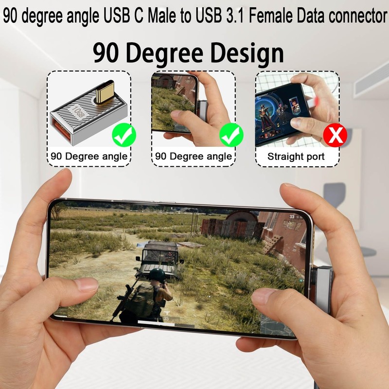 120W USB C Male to USB 3.1 Female OTG 90 Angle Adapter 10Gbps Silver 2 PCS gallery