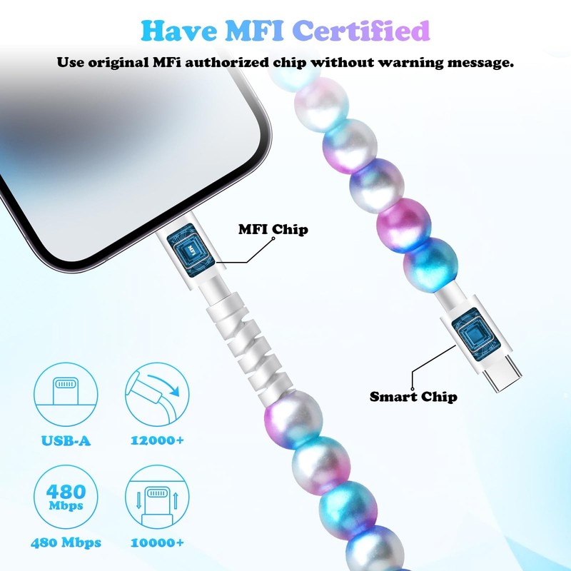 YEBOLU for iPhone Charging Cable Girls USB C 11-14, Mixed Colors gallery