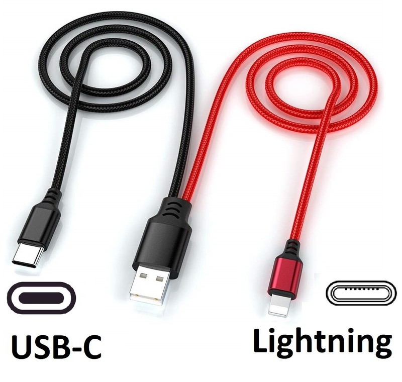 2 in 1 Type C/iPhone Lightning 3Ft Universal Phone Multi Charger MFi-Certified