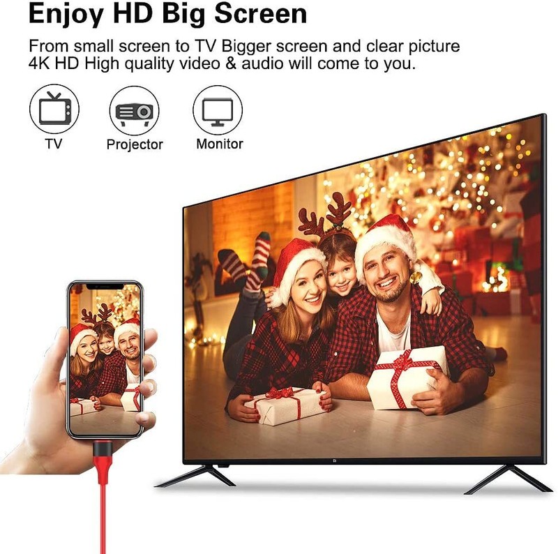 HDMI Mirroring AV Cable Phone to TV HDTV Adapter 1080P for iPhone 14 13 12 11 XR gallery