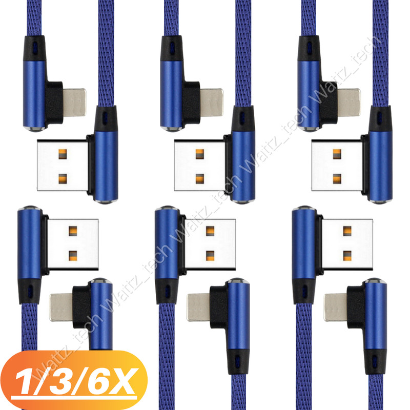 3/6/10Ft 90 Degree Right Angle Heavy Duty For Apple iPhone iPad Charger Cable
