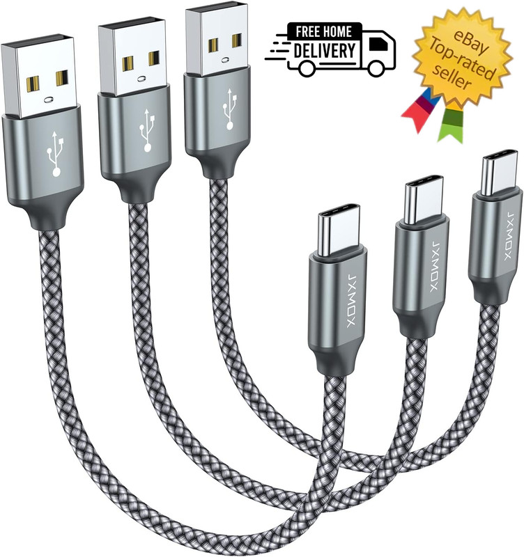 6 Inch Short USB C Cable Fast Charging 3 Pack, 0.5Ft USB a to USB C Cable Short