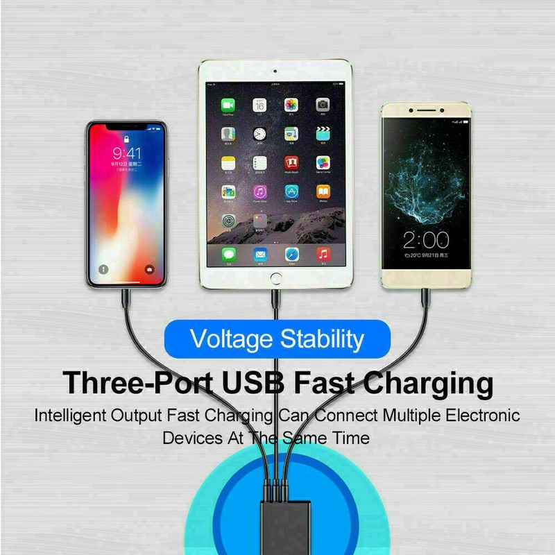 3 Port Fast Quick Charging 3-USB Wall Charger US LED QC 3.0 Hub Power Adapter gallery