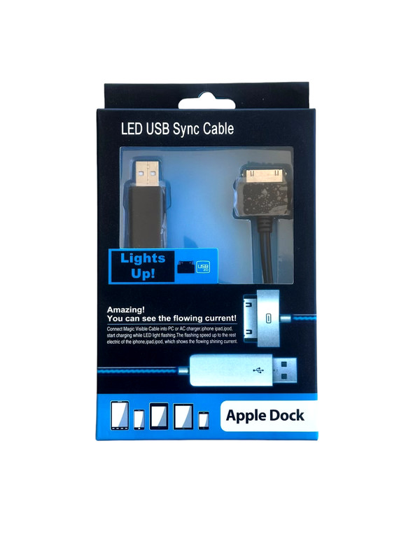 USB 2.0 LED Sync Cable Charger iPhone iPad iPod PC 4Ft. LED Light Up Cable