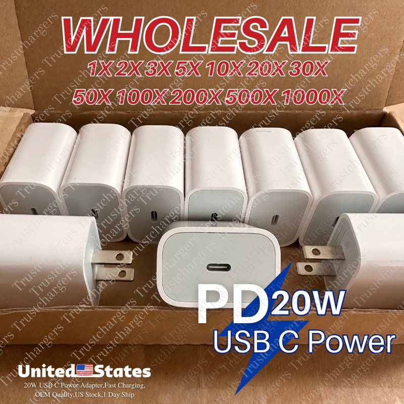 1-1000X Lot 20W USB-C Charger Adapter For iPhone 17 16 15 14 13 12 11 Pro Max XS