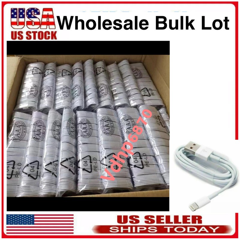 100 pack Compatible With iPhone 7/8/10/11/12/13/14 USB Charger Cable Cord
