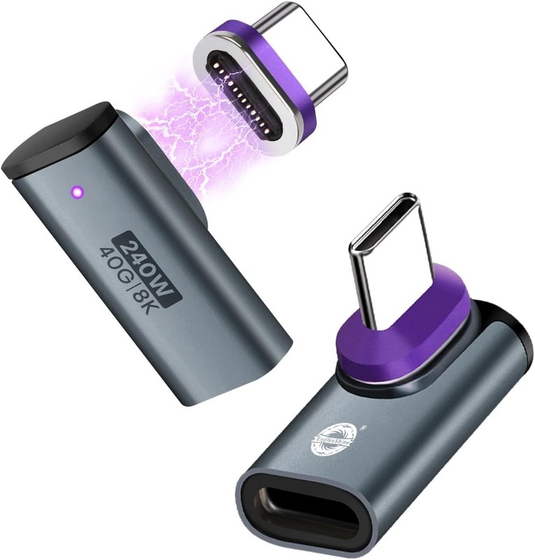 Magnetic USB C to USB C Adapter, 24PIN 240W PD Fast Charging 40Gbps Data Tran... gallery
