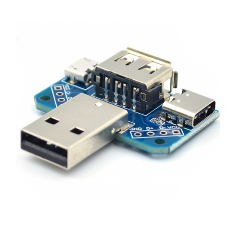 1PC USB Adapter Board Connector Male to Female Micro USB Type-C Type-A 4P 2.54mm