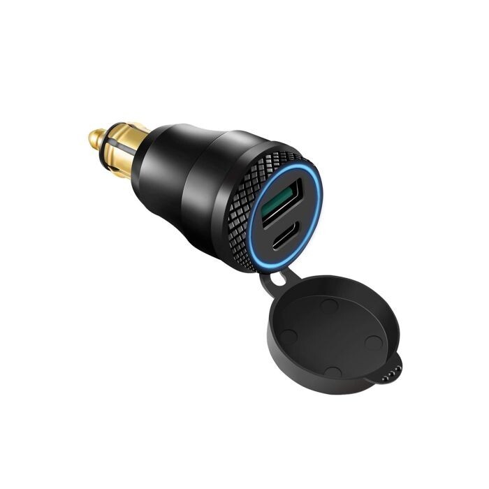 Bike It Aluminium Din Hella Plug Motorcycle 12v Power Adaptor With Double USB