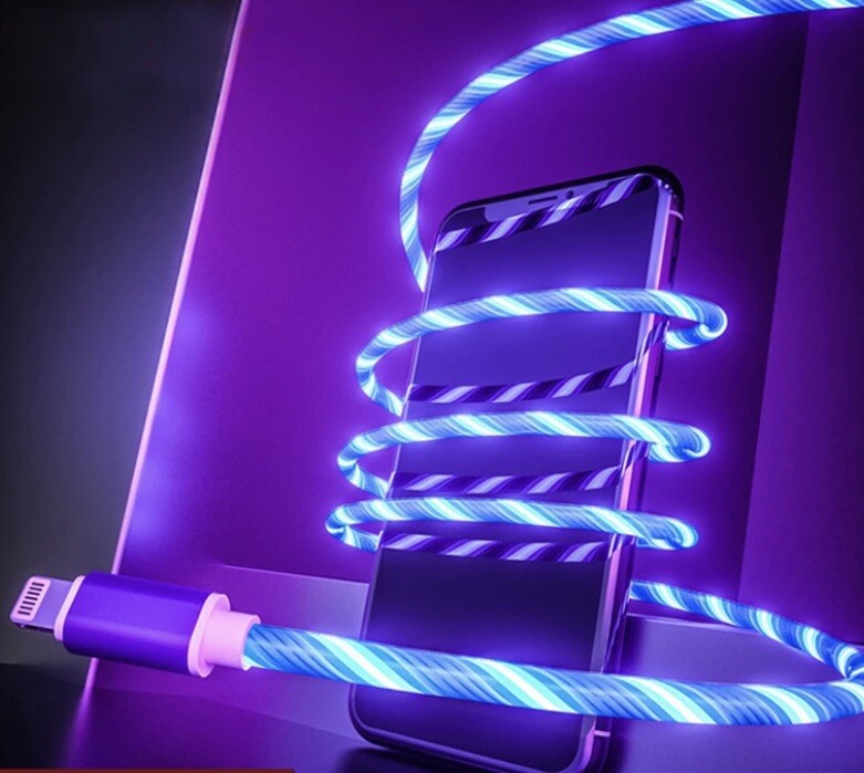 New LED Light Up Flowing Magnetic Fast Charging Charger Cable Cord Micro Type-C gallery