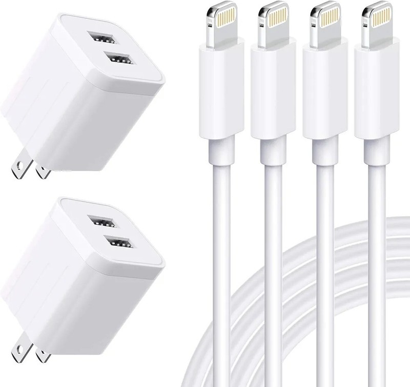 USB Wall Charger, [MFi Cert] iPhone Charger Light-ing Cable 6FT(4PACK) Fast