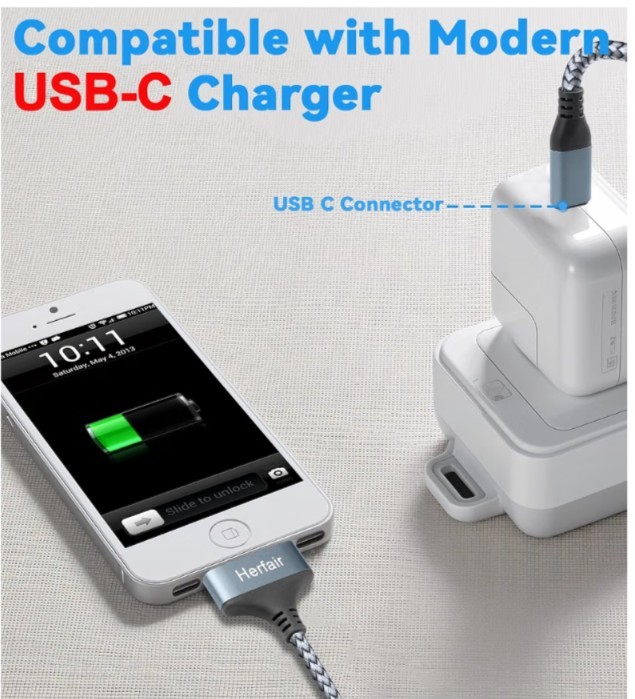 8 PK 30 Pin to USB C iPhone 4 Charger Old iPad Charger Cable Fast Charging Cord gallery