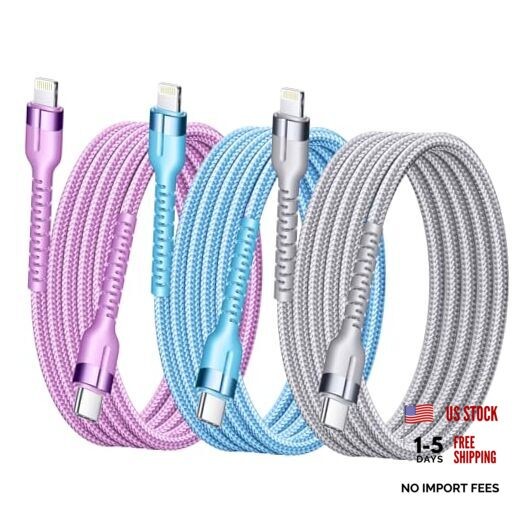 USB C to Lightning Cable 3 Pack MFi Certified Fast Charging Cables 3FT 3ft