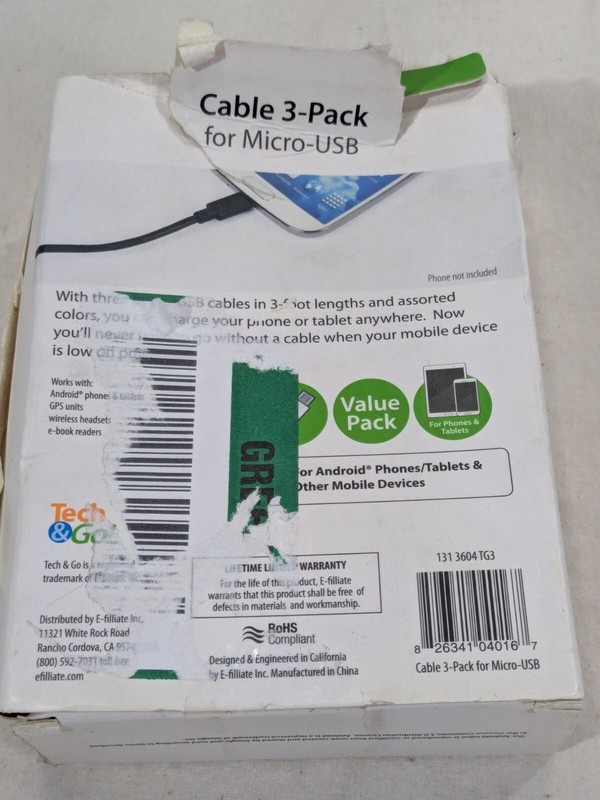 Tech & Go Micro-USB Cable 3-Pack 3ft Blue Grey White gallery