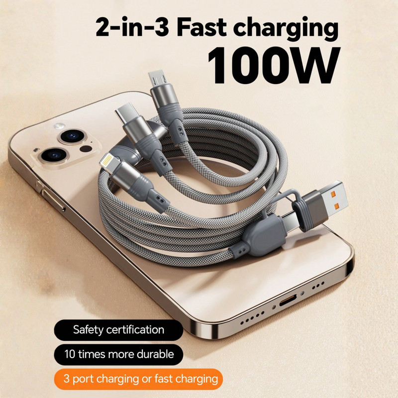 3in2 100W Fast USB Charging Cable Universal Multi Function Charger Cord WHOLESAL gallery